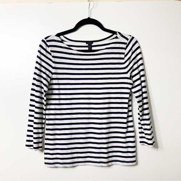 J. Crew Tops - J.Crew Striped 3/4 Length Sleeve Tee Size Extra Small